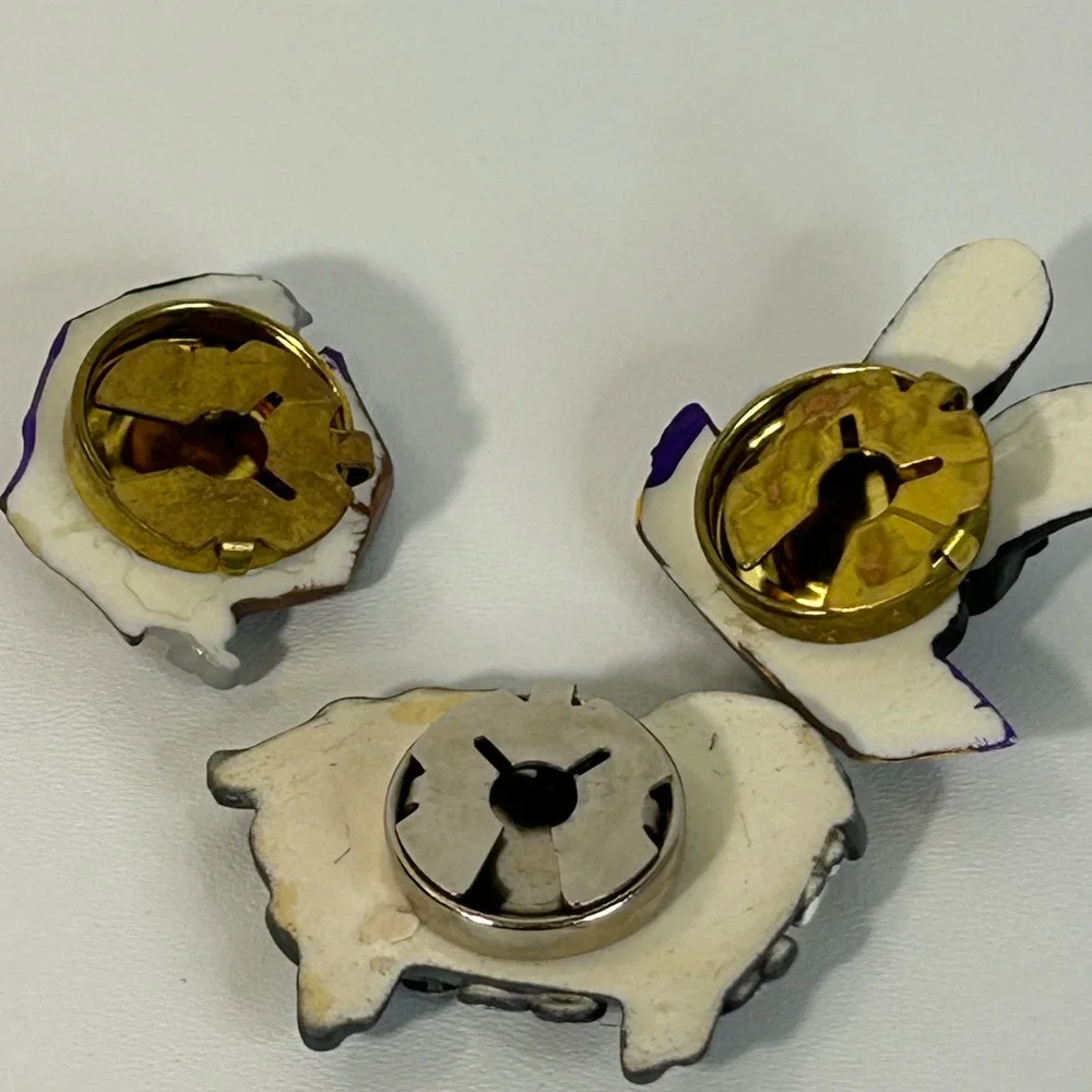 Vintage Noahs Ark Skunk Sheep Resin Animal Pin Set Hand Painted‎ 3 Piece Lot